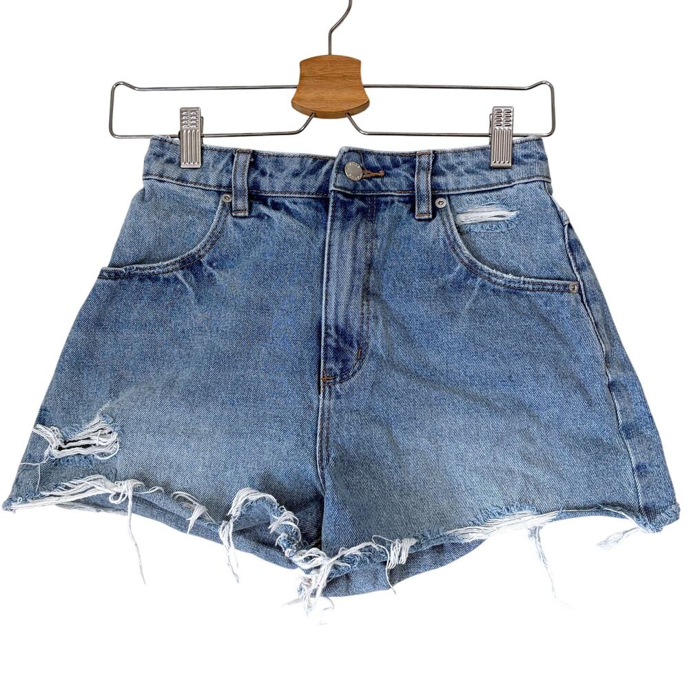 ROLLA’S Mirage High Rise Loose Fit Distressed Denim Shorts Size 25